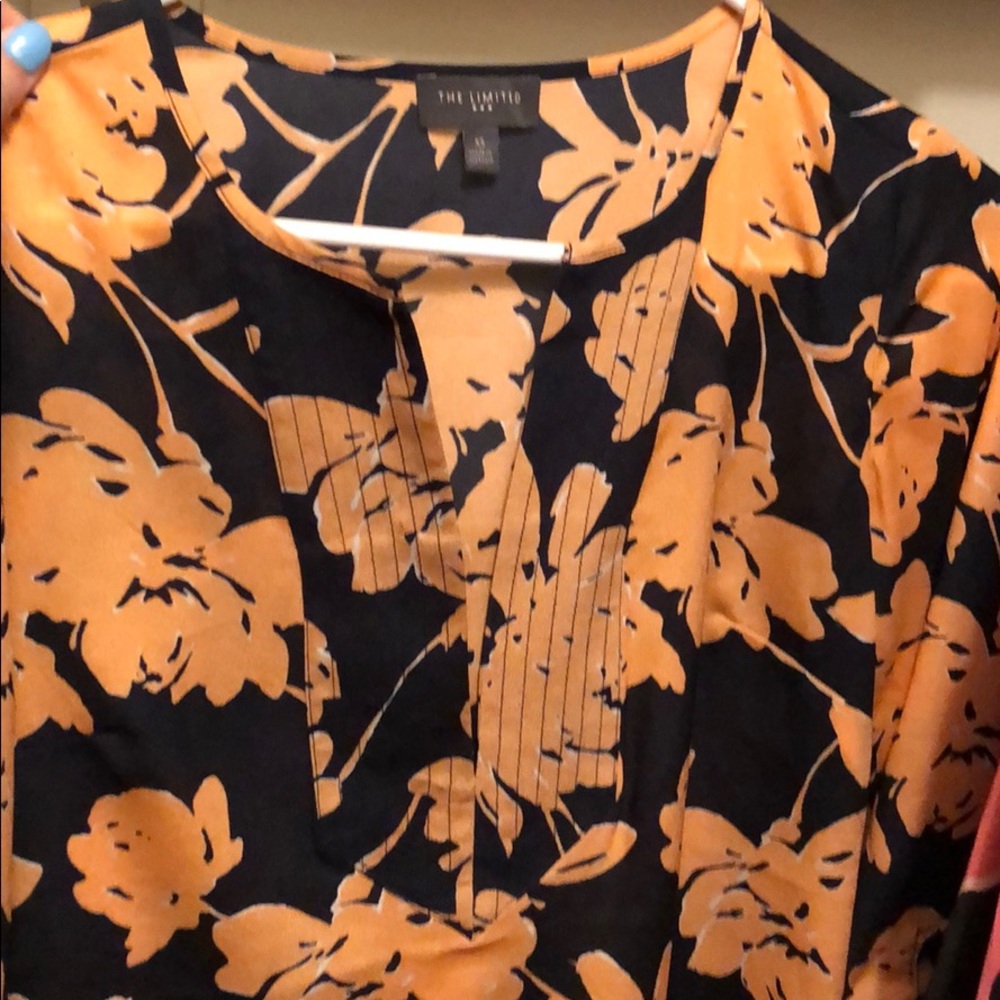 Navy and orange blouse